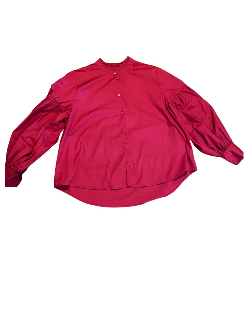 A New Day xxl Burgandy/Red Button-Down Puff longSleeve Cotton Shirt